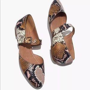 Madewell Alina Mary Jane Flat Snake Emboss Leather